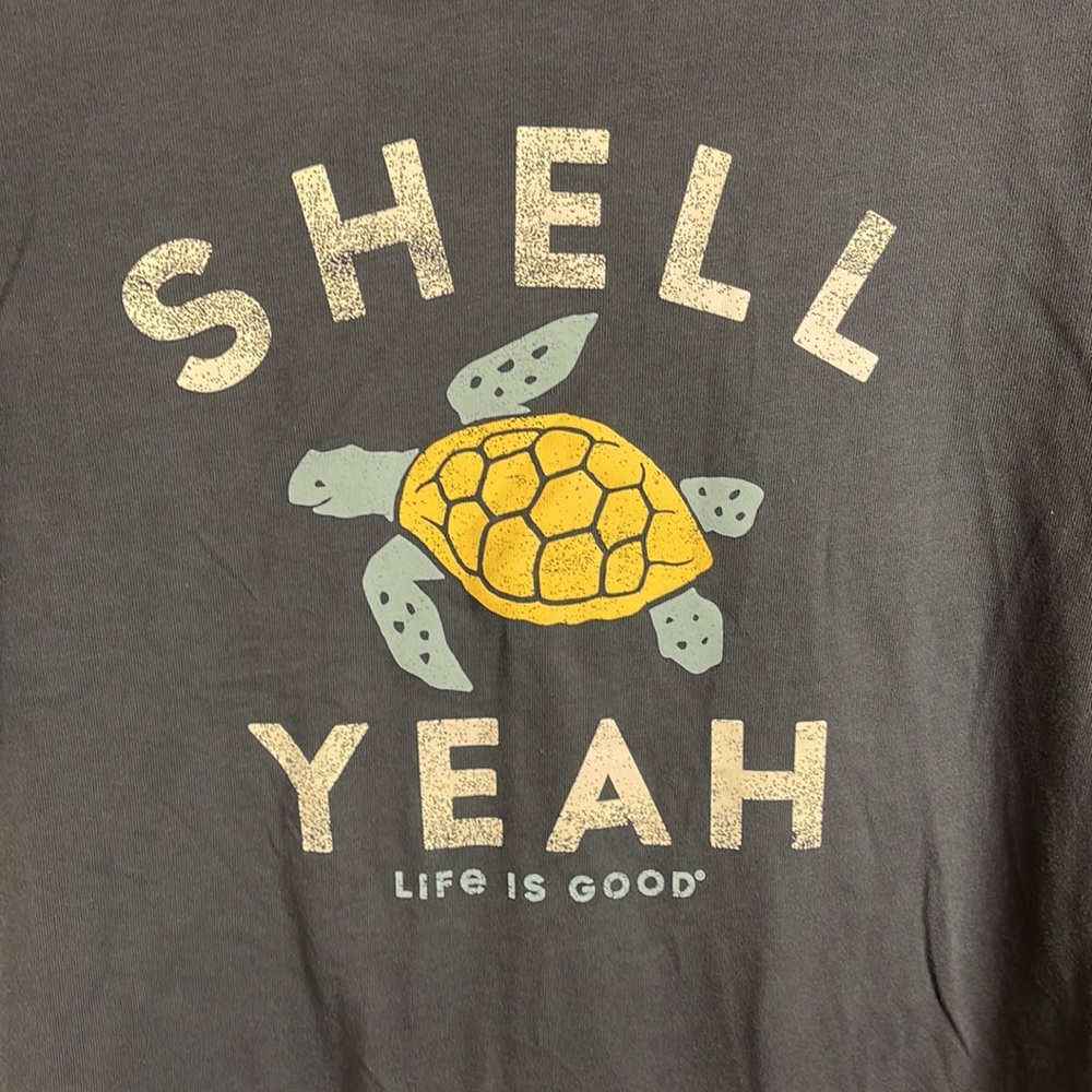 Life Is Good Men's T Shirt Blue "Shell Yeah" Turtle Screen Print 100% Cotton - Picture 2 of 7